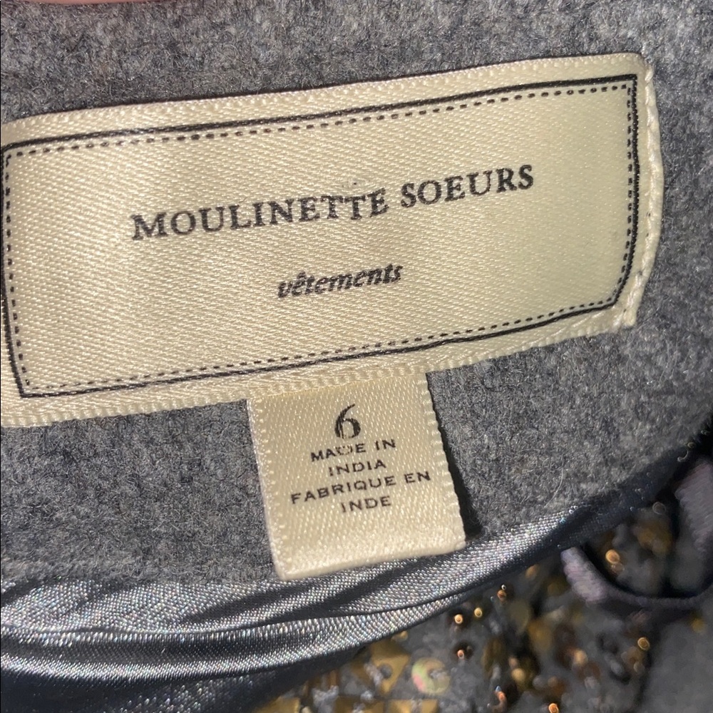 $298 Anthropologie MOULINETTE SOEURS wool Beaded Felt Pencil Skirt Size 6 - Picture 7 of 7